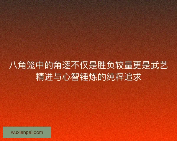 八角笼中的角逐不仅是胜负较量更是武艺精进与心智锤炼的纯粹追求